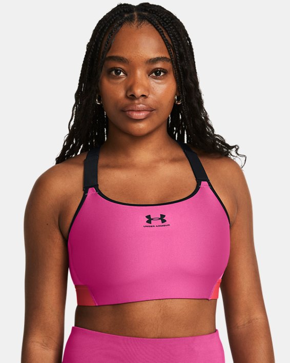 Women's HeatGear® Armour High Sports Bra, Pink, pdpMainDesktop image number 2